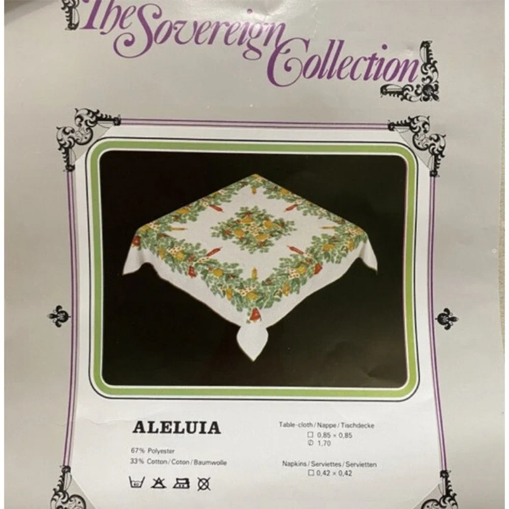The Sovereign Collection Christmas Table Cloth Aleluia 33x33 Style 3150